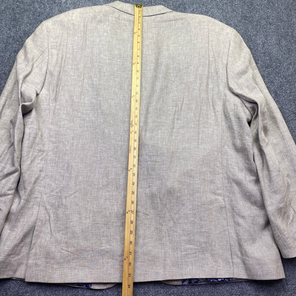 Oak Hill Mens 3XL Tan Linen Blend Paisley Lined Two Button Blazer Sport Coat - Picture 7 of 11
